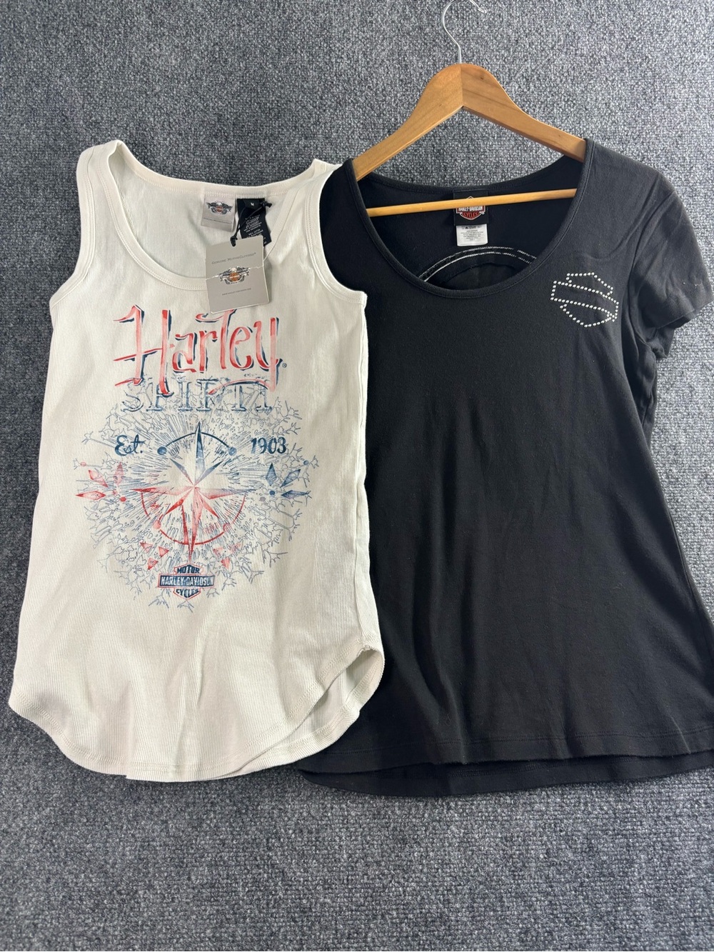 Harley-Davidson White Graphic Tank Top - Nautical Compass Design